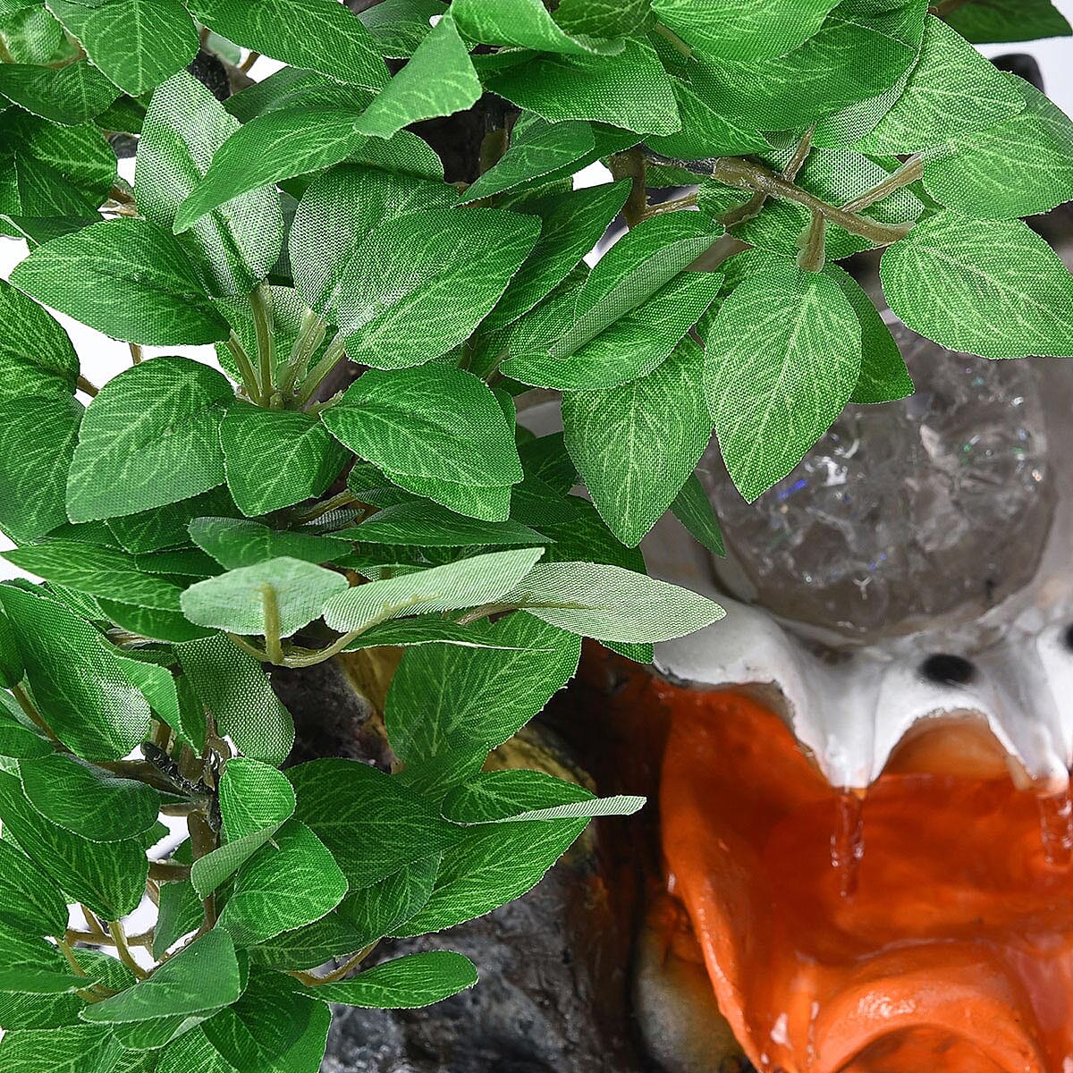 Multi Color Jungle Water Fountain with LED Lights and Glass Ball Flower Pot image number 4