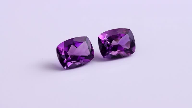 AA Mashamba Amethyst Set of 2 (Cush 9x7 mm) 1.61 ctw Loose Gemstone