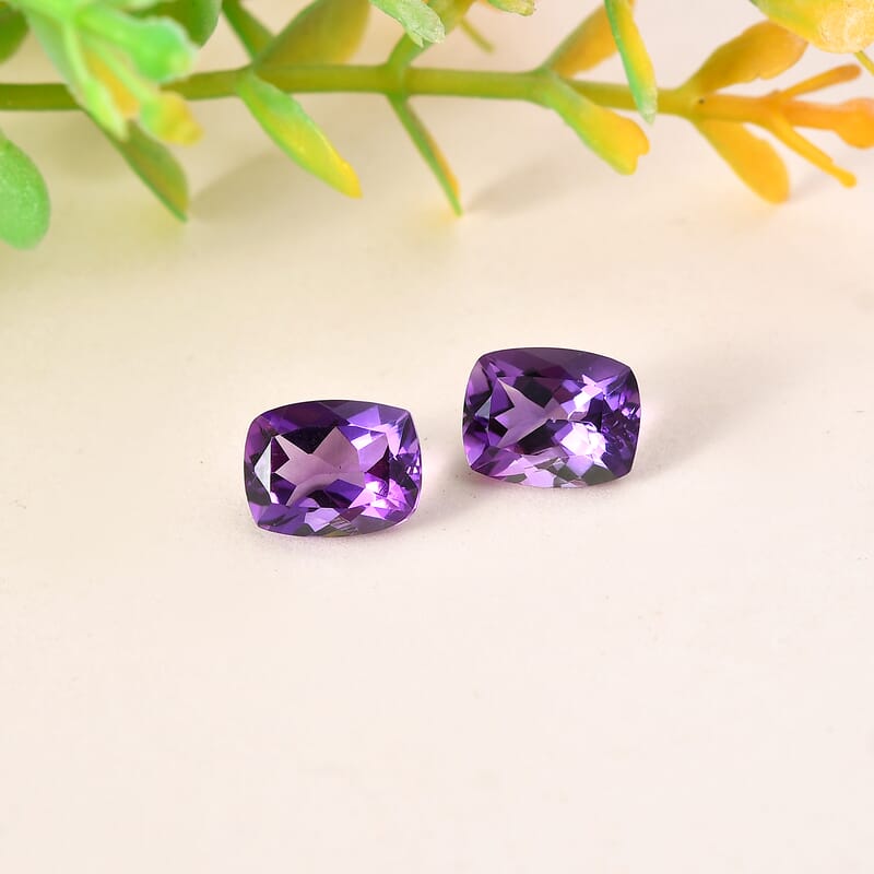 AA Mashamba Amethyst Set of 2 (Cush 9x7 mm) 1.61 ctw Loose Gemstone
