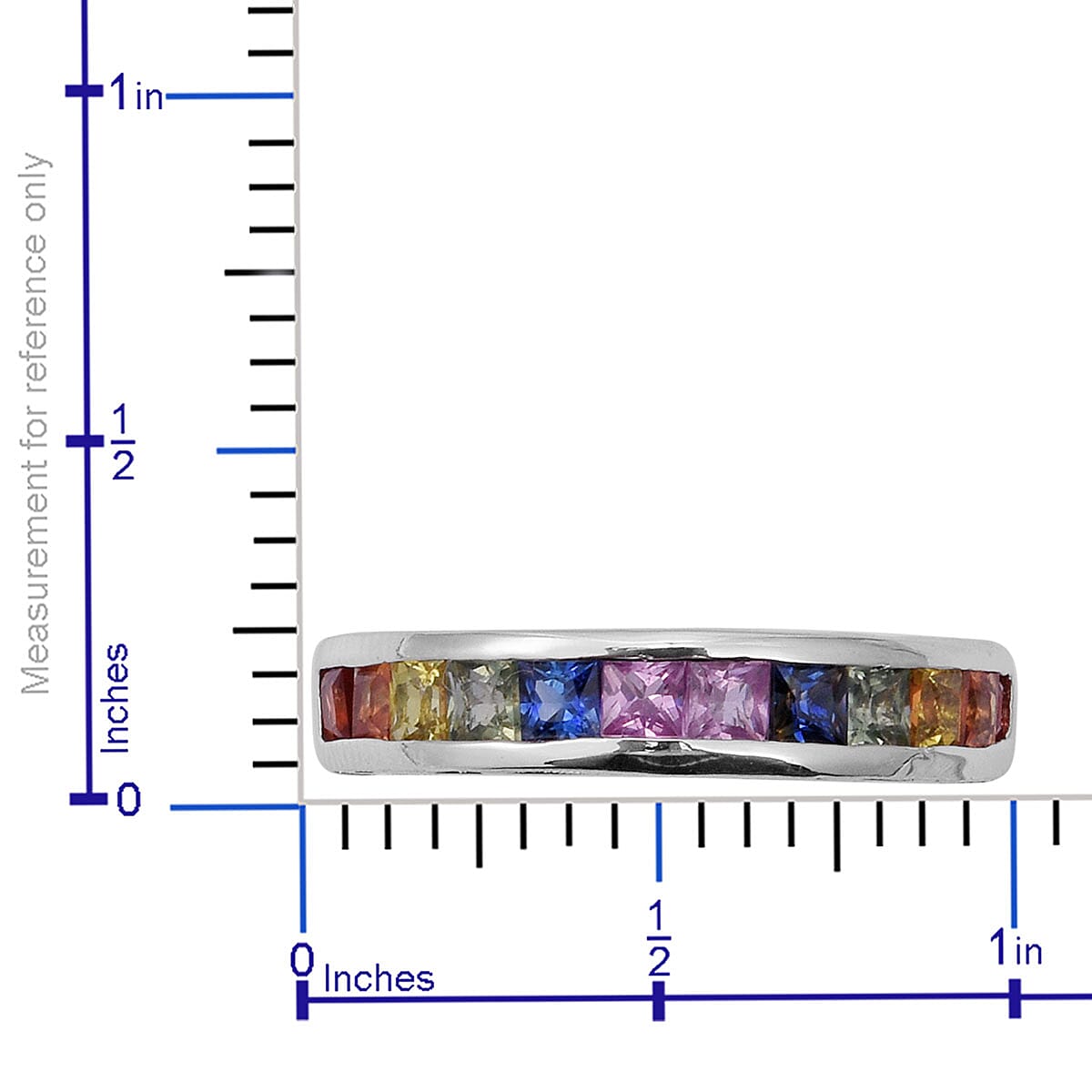 Multi Sapphire Channel Band Ring in Platinum Over Sterling Silver (Size 9.0) 1.90 ctw image number 4