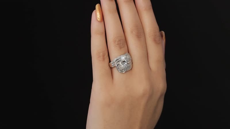 Diamond Bypass Heart Ring in Platinum Over Sterling Silver 1.00 ctw