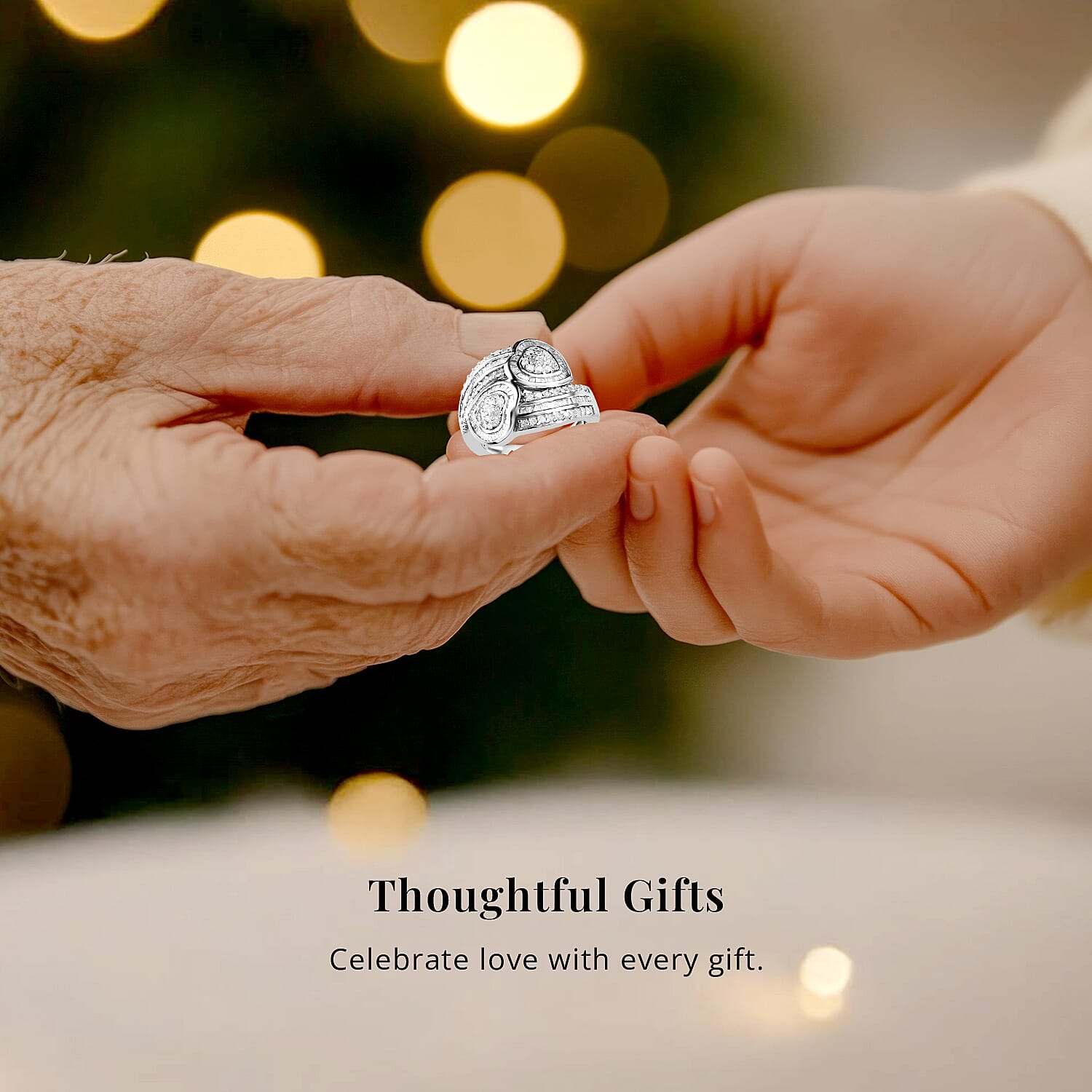 Diamond Bypass Heart Ring in Platinum Over Sterling Silver 1.00 ctw