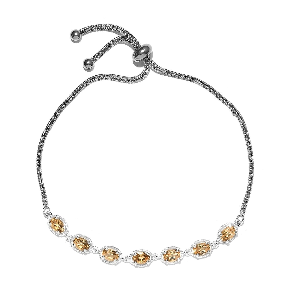 Brazilian Citrine Bracelet in Stainless Steel Sterling Silver, Adjustable Bolo Bracelet, Jewelry For Women 2.90 ctw image number 0