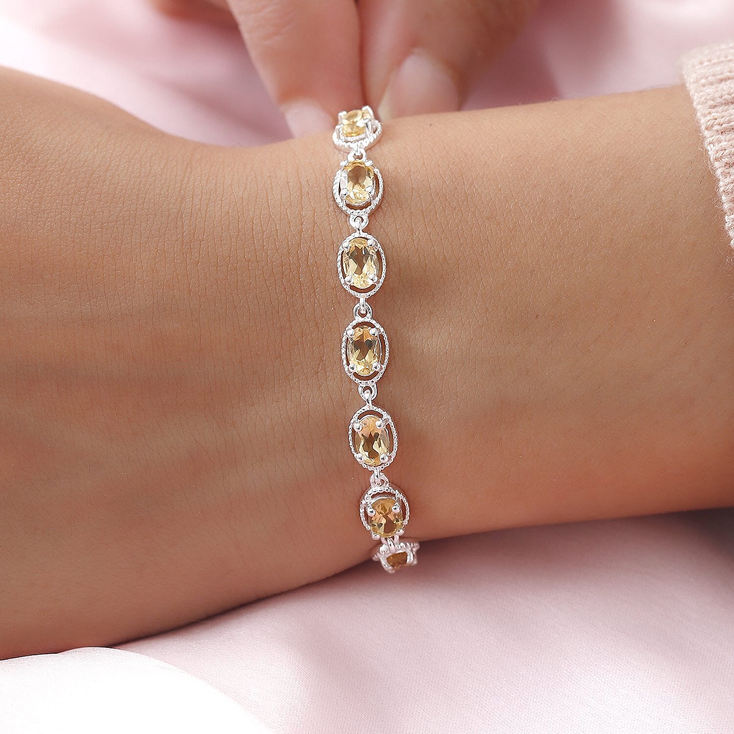 D'Joy Brazilian Citrine Bracelet in Stainless Steel Sterling Silver, Adjustable Bolo Bracelet, Jewelry For Women 2.90 ctw