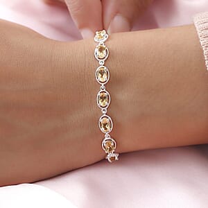 D'Joy Brazilian Citrine Bracelet in Stainless Steel Sterling Silver, Adjustable Bolo Bracelet, Jewelry For Women 2.90 ctw