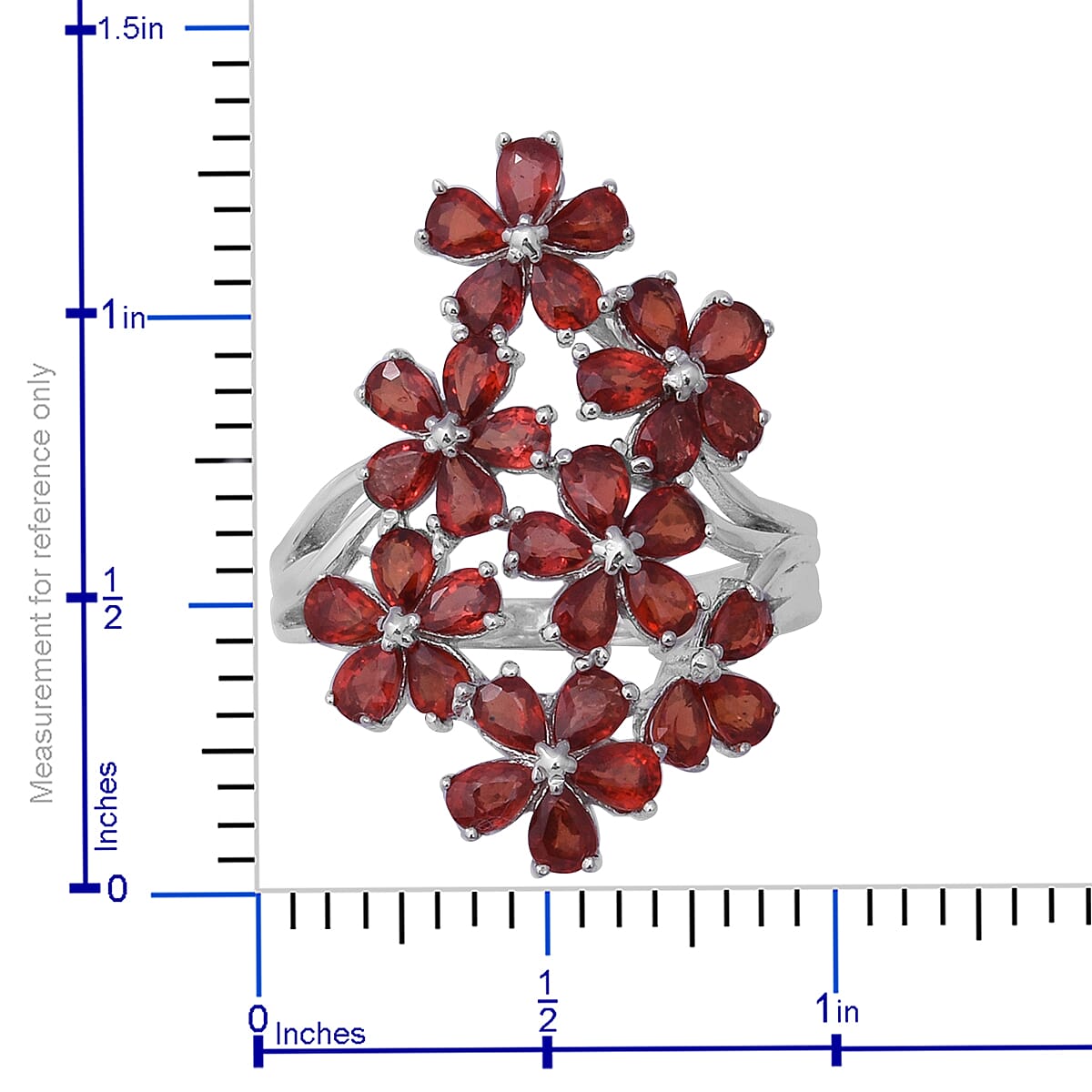 Red Sapphire Floral Ring in Platinum Over Sterling Silver (Size 5.0) 6.10 ctw image number 4