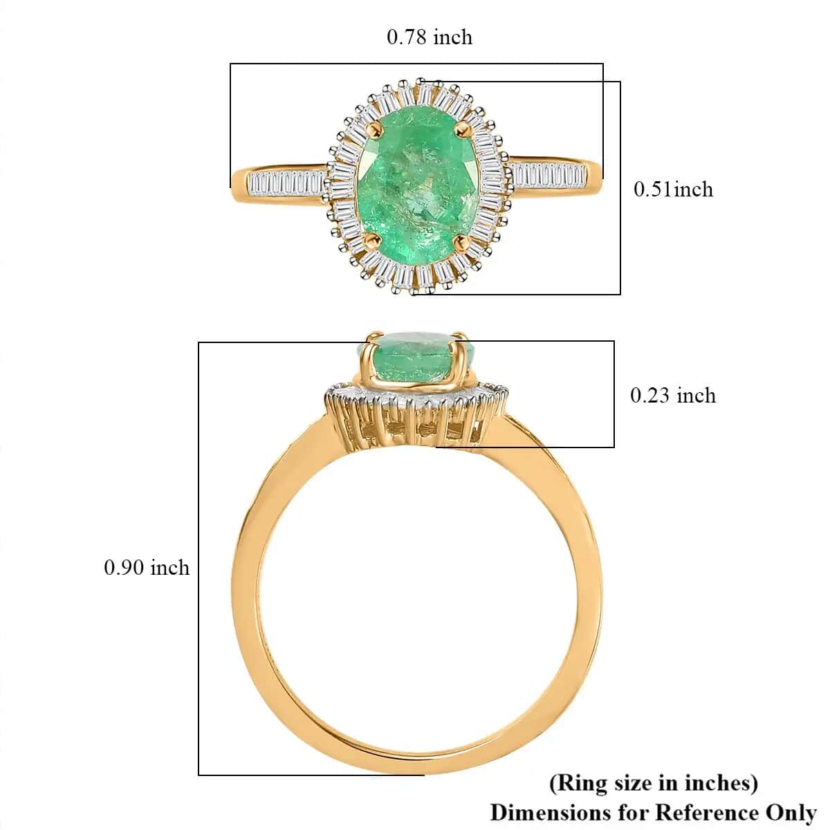 Luxoro Boyaca Colombian Emerald and G-H I3 Diamond 1.40 ctw Halo Ring in 14K Yellow Gold (Size 10.0) image number 6