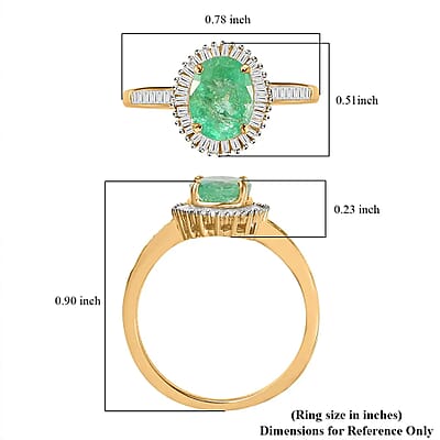 Luxoro Boyaca Colombian Emerald and G-H I3 Diamond 1.40 ctw Halo Ring in 14K Yellow Gold (Size 5.0)