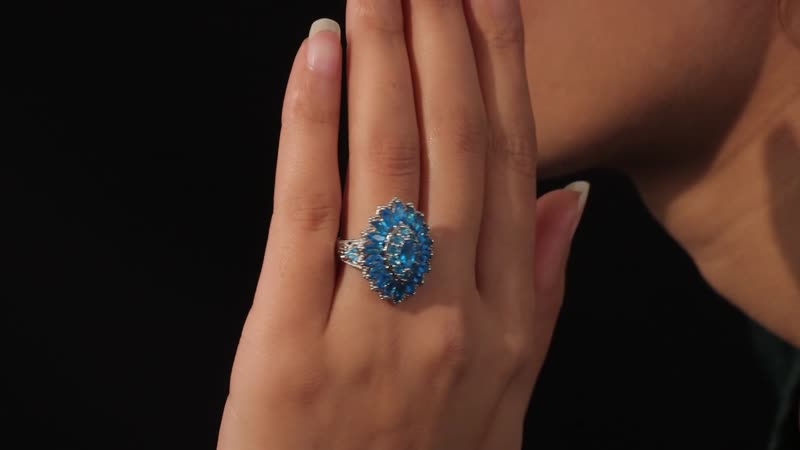 Malgache Neon Apatite Ring in Platinum Over Sterling Silver 3.90 ctw