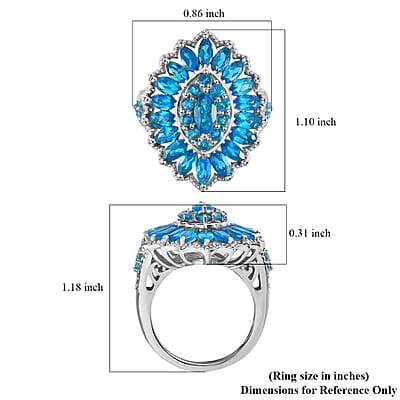 D'Joy Malgache Neon Apatite 3.85 ctw Cocktail Ring in Platinum Over Sterling Silver (Size 10.0)
