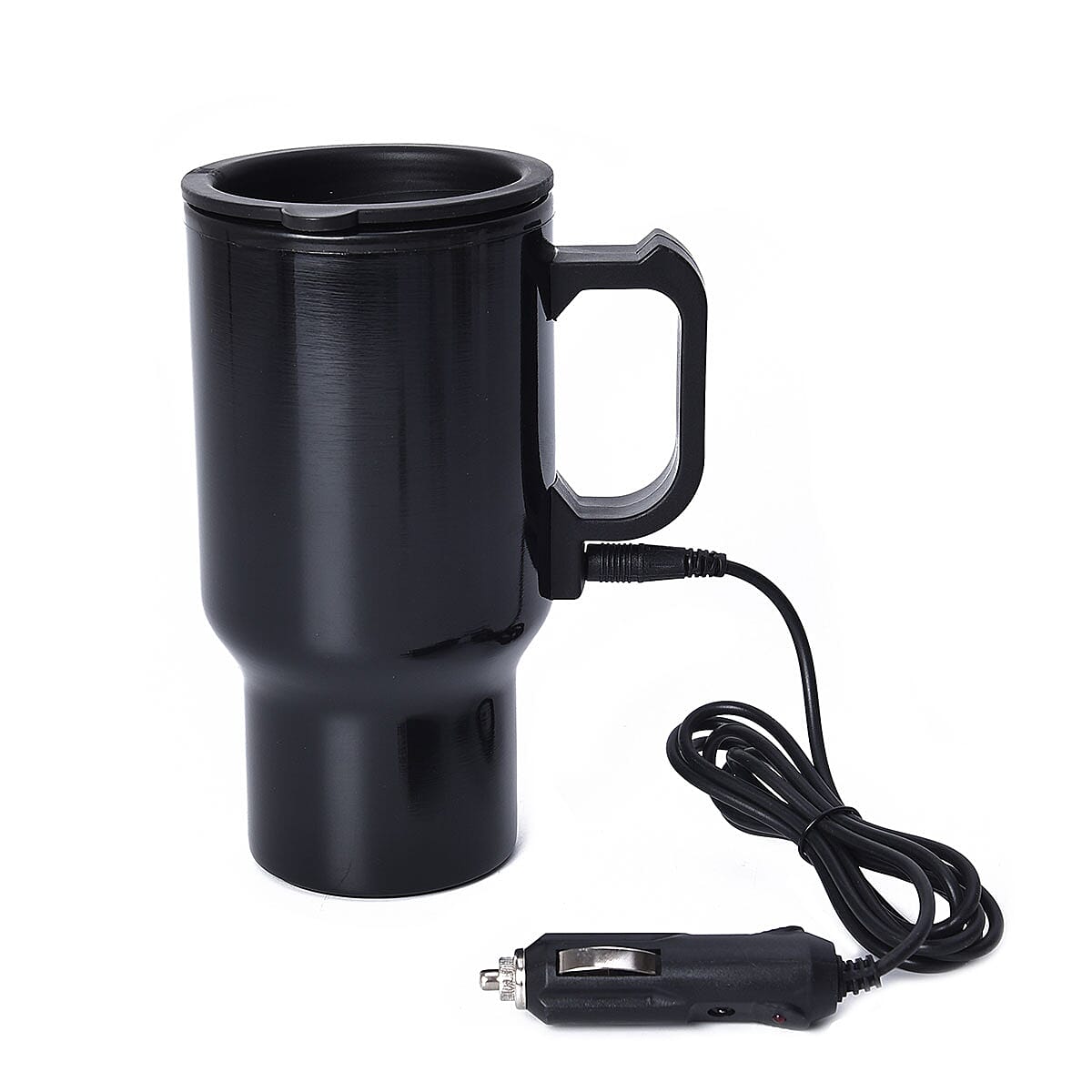 Heated Mug with 12V Car Adapter in Stainless Steel -Black 16 oz image number 1
