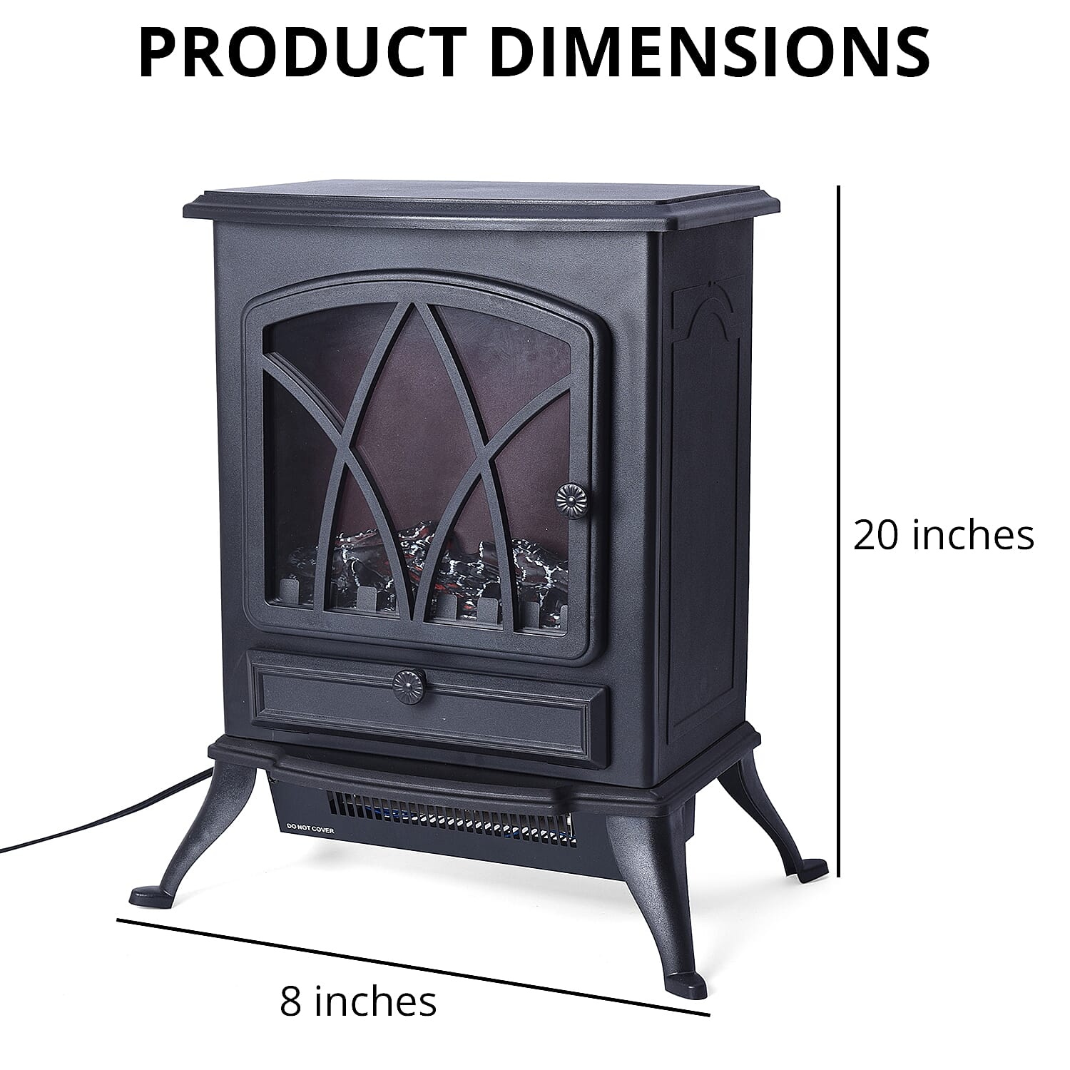 Black Fireplace Space Heater 750W/1500W