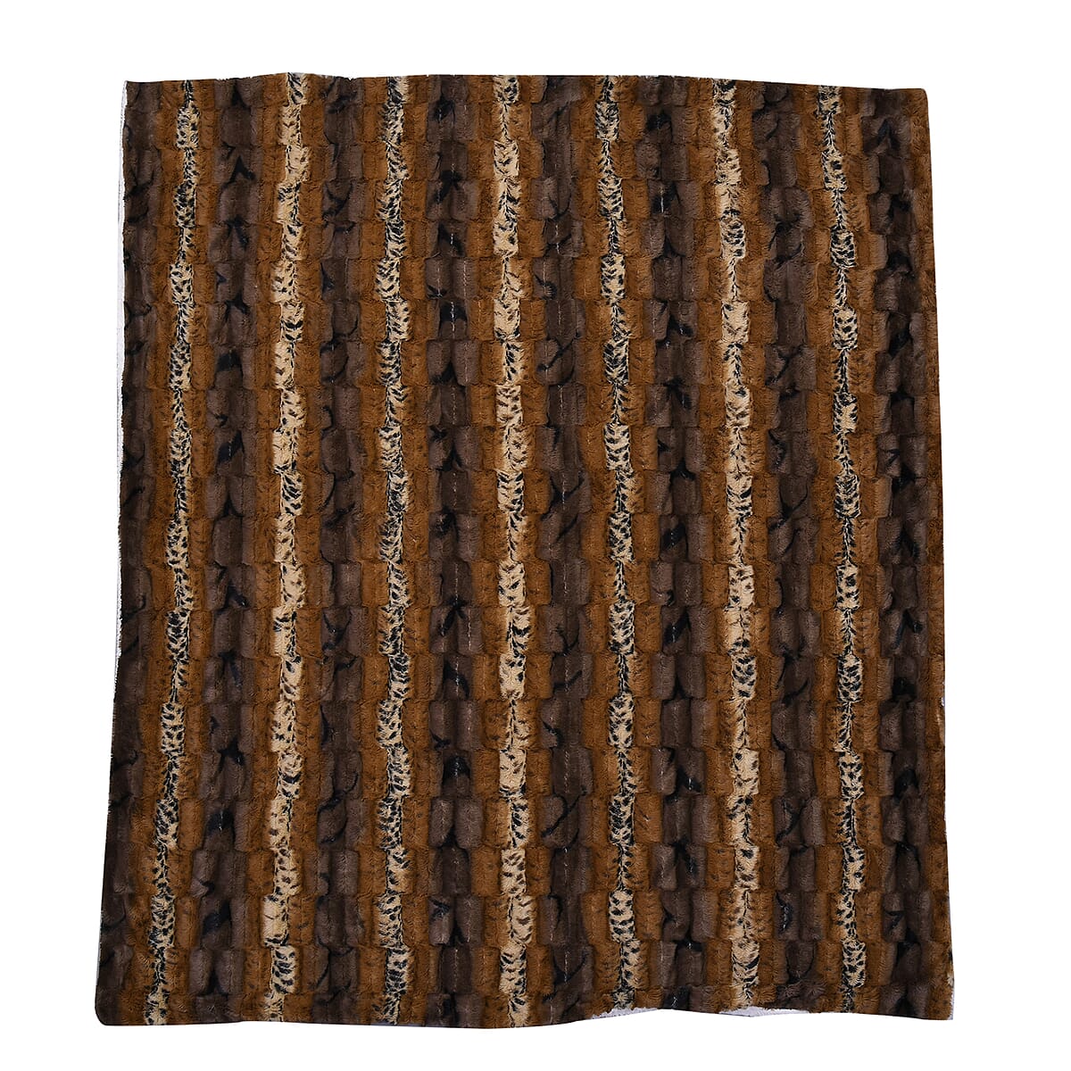 Homesmart Deer Pattern Faux Fur Sherpa Throw Blanket - Brown image number 1