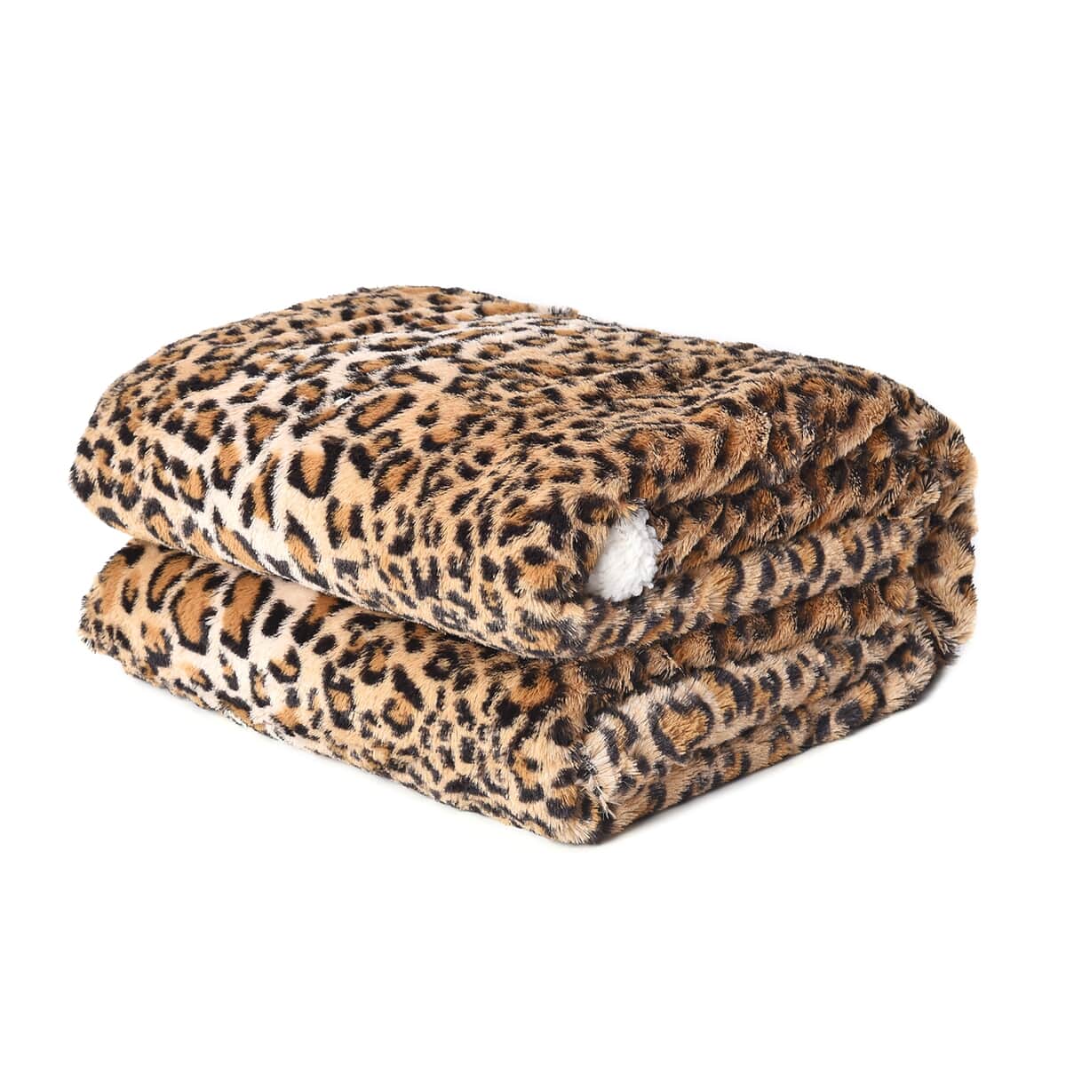 HOMESMART Faux Fur Sherpa Blanket- Cheetah image number 3