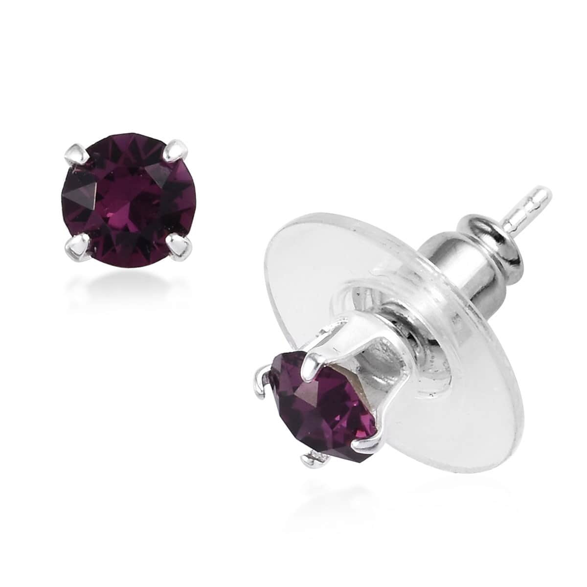 Multi Color Crystal Set of 7 Stud Earrings in Sterling Silver image number 4