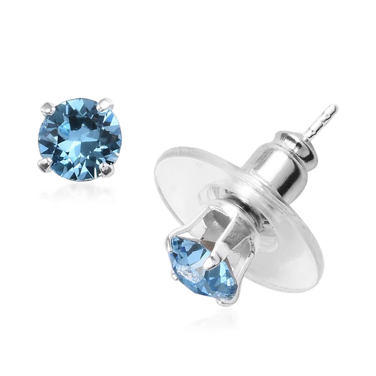 Multi Color Crystal Set of 7 Stud Earrings in Sterling Silver image number 7
