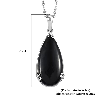 D'Joy Black Onyx 20.00 ctw Pendant in Sterling Silver with Stainless Steel Necklace (20 Inches)