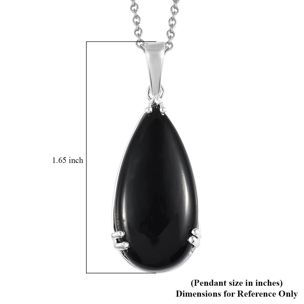 Black Onyx Pendant Necklace 20 Inches in Sterling Silver, Black Teardrop Pendant Necklaces for Women, Silver Boho Pendant - December Birthstone Necklace with Stainless Steel Chain 20 Inches 20.00 ctw image number 8