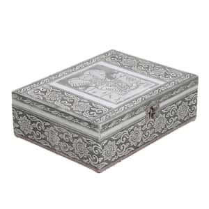 Aluminum Oxidized Elephant Family Embossed Movable Tray Portable Jewelry Box for Women, Briefcase Style Jewelry Box, Jewelry Holder, Jewelry Storage, Jewelry Organizer