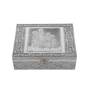 Aluminum Oxidized Meerkat Family Embossed Movable Tray Portable Jewelry Box for Women, Briefcase Style Jewelry Box, Jewelry Holder, Jewelry Storage, Jewelry Organizer