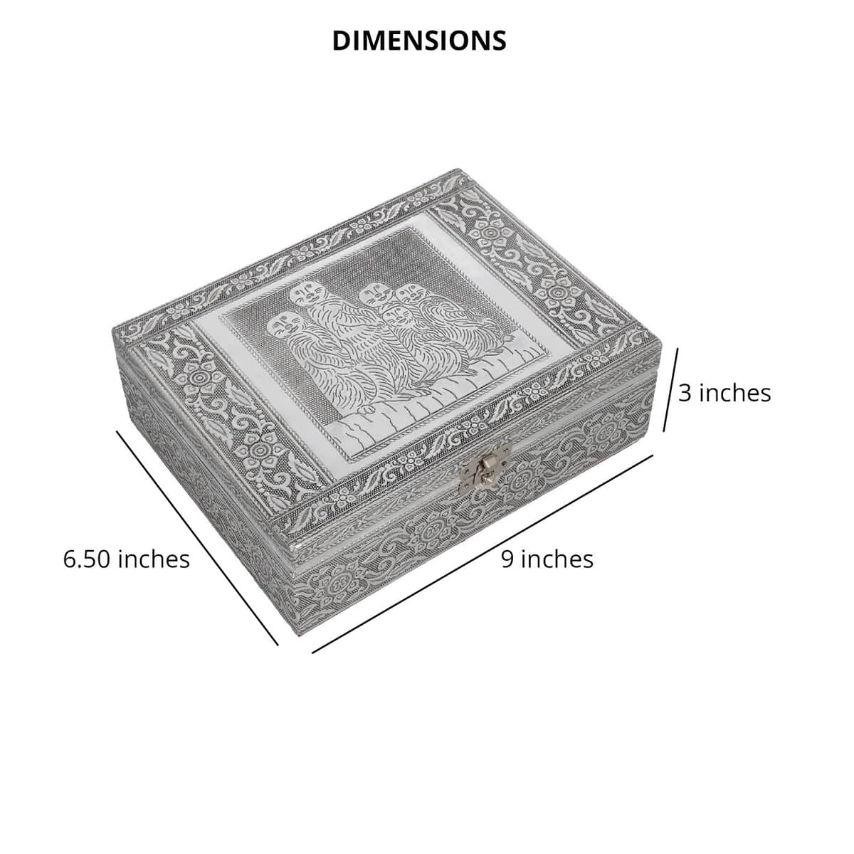 Aluminum Oxidized Meerkat Family Embossed Movable Tray Portable Jewelry Box for Women, Briefcase Style Jewelry Box, Jewelry Holder, Jewelry Storage, Jewelry Organizer image number 3