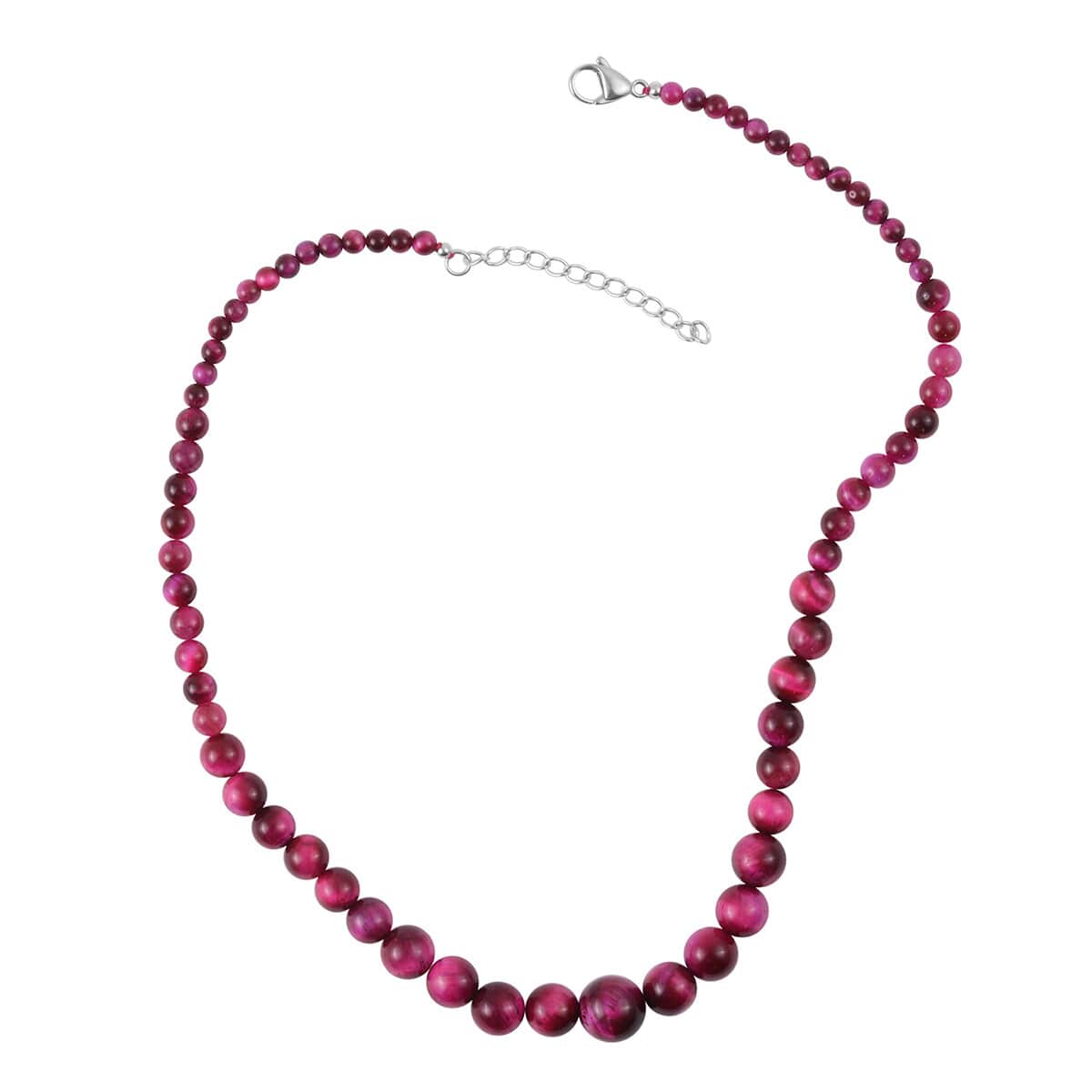 Purple Tiger's Eye (D) 4-12mm Beads Necklace 18-20 Inches in Stainless Steel 176.50 ctw image number 0