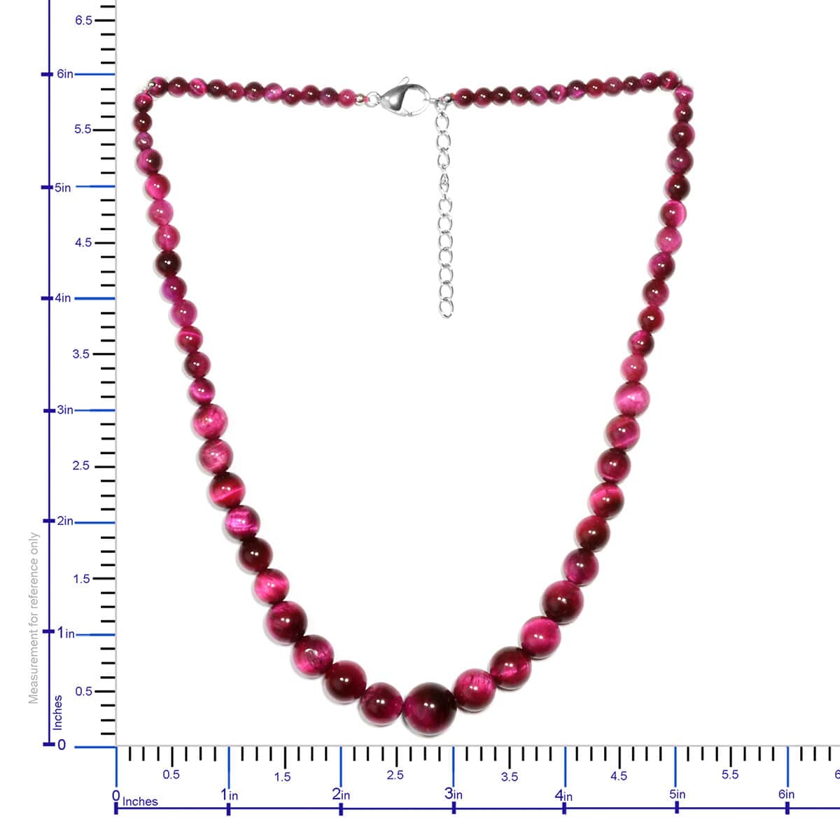 Purple Tiger's Eye (D) 4-12mm Beads Necklace 18-20 Inches in Stainless Steel 176.50 ctw image number 3