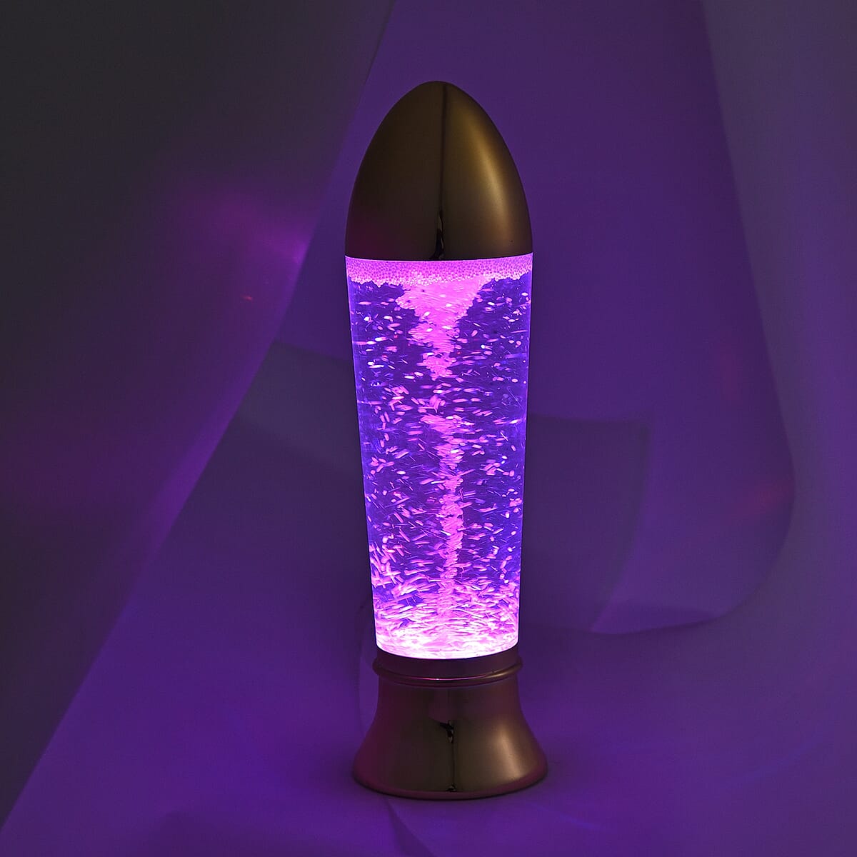 Golden LED Glitter Tornado Lamp with USB Cable (3xAAA Required) image number 2