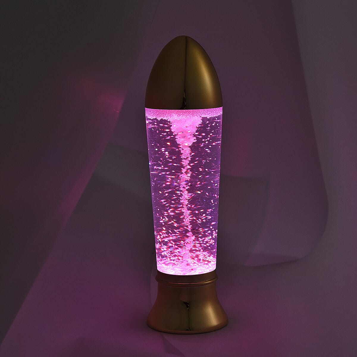 Golden LED Glitter Tornado Lamp with USB Cable (3xAAA Required) image number 3