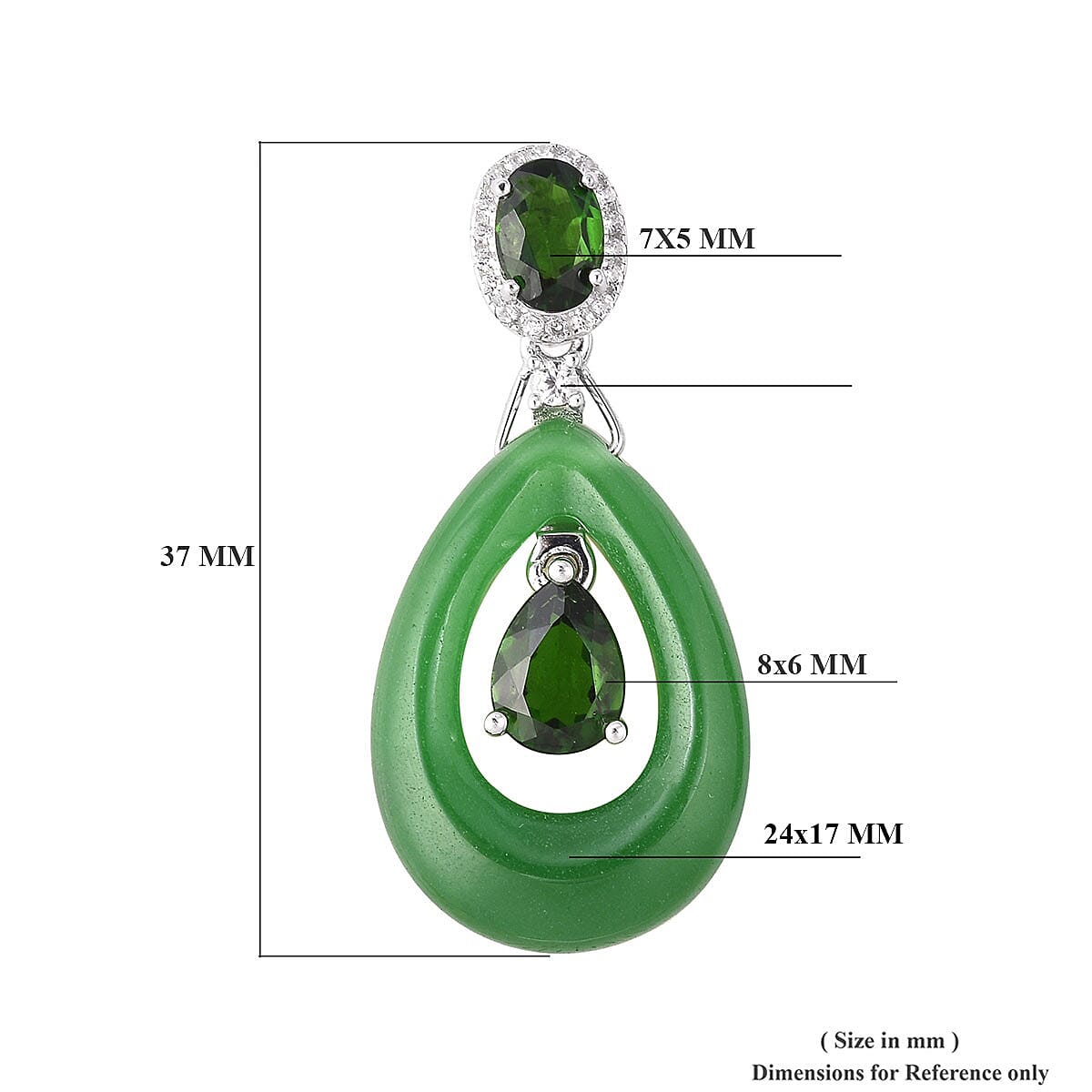 Green Jade (D), Multi Gemstone Inner Drop Earrings in Sterling Silver 31.40 ctw