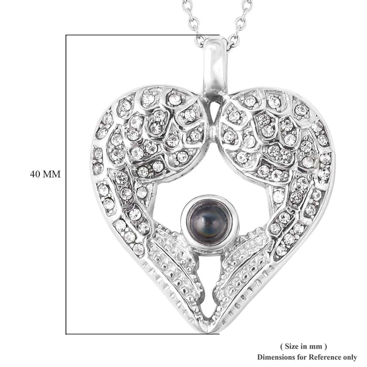 Austrian Crystal Heart Wings Hidden Message Psmals 91:4 Pendant Necklace 20 Inches in Stainless Steel image number 4