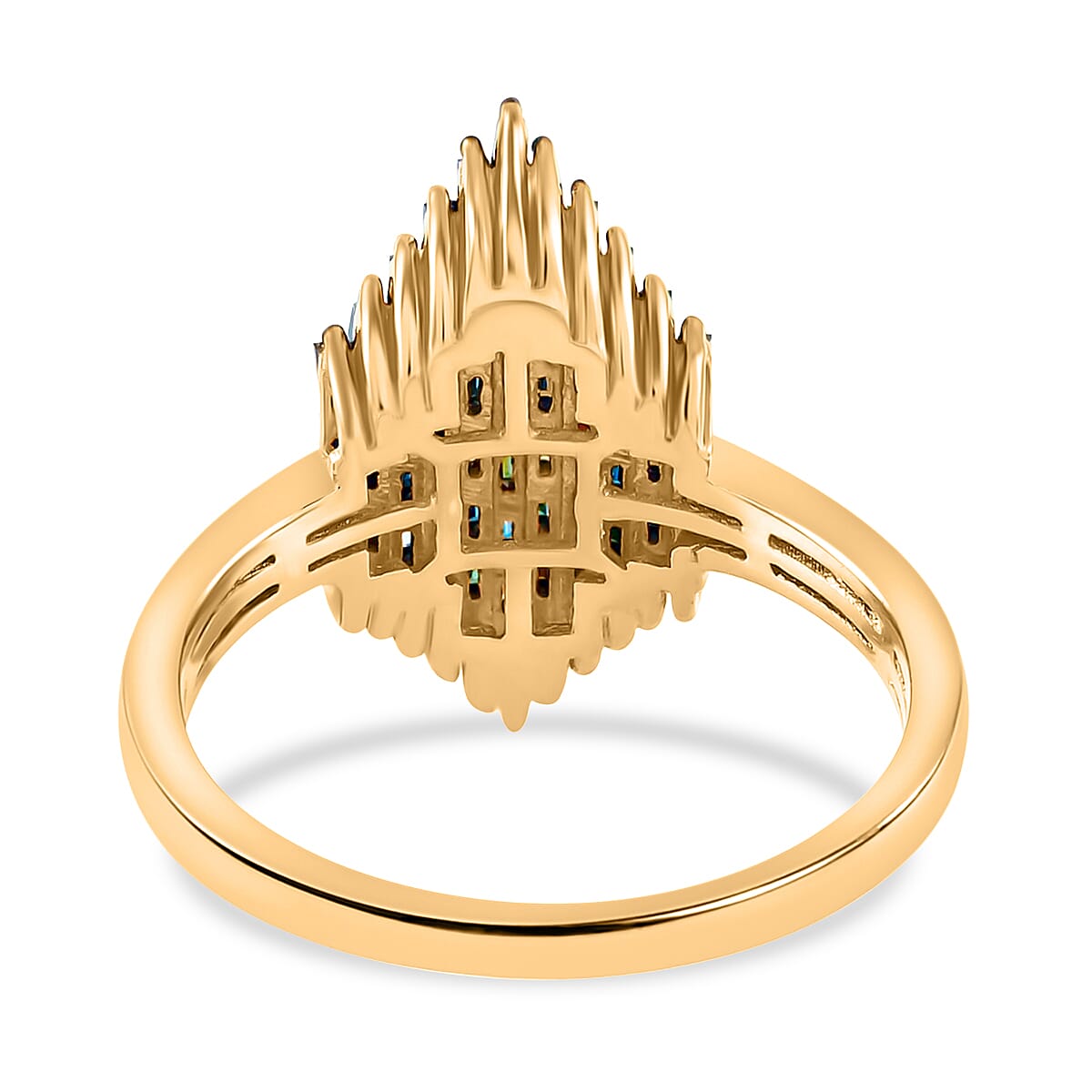 Multi Diamond Ring, Diamond Elongated Ring, Diamond Cluster Ring, Black Rhodium & Vermeil YG Over Sterling Silver Ring, Diamond Ring For Her  0.75 ctw image number 3