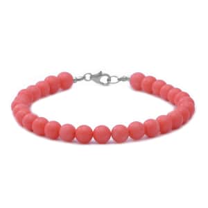 Enhanced Pink Coral Bead Bracelet in Sterling Silver (7.50 In)