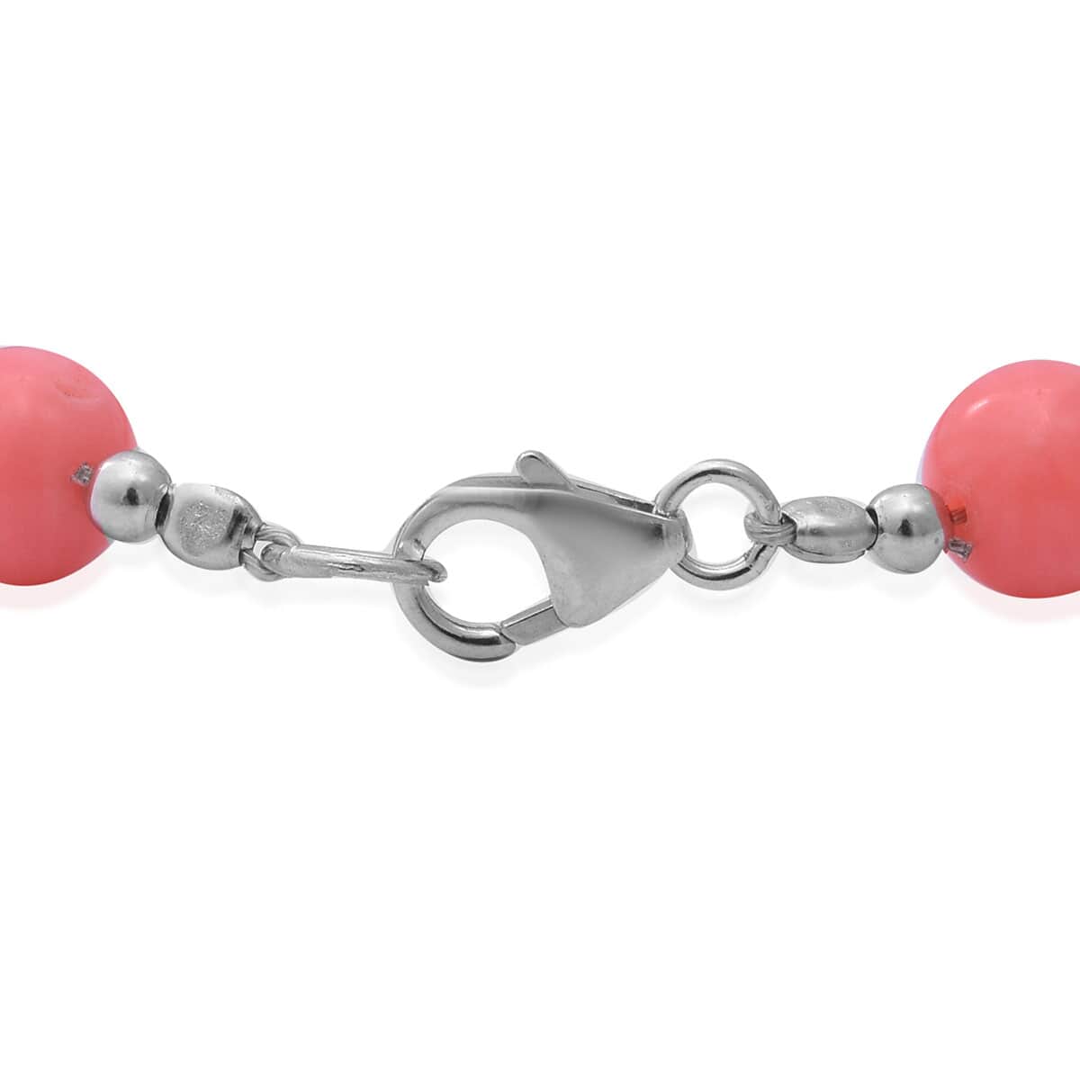 Enhanced Pink Coral Bead Bracelet in Sterling Silver (7.50 In) image number 1