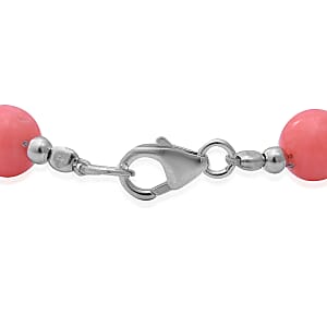 Enhanced Pink Coral Bead Bracelet in Sterling Silver (7.50 In)