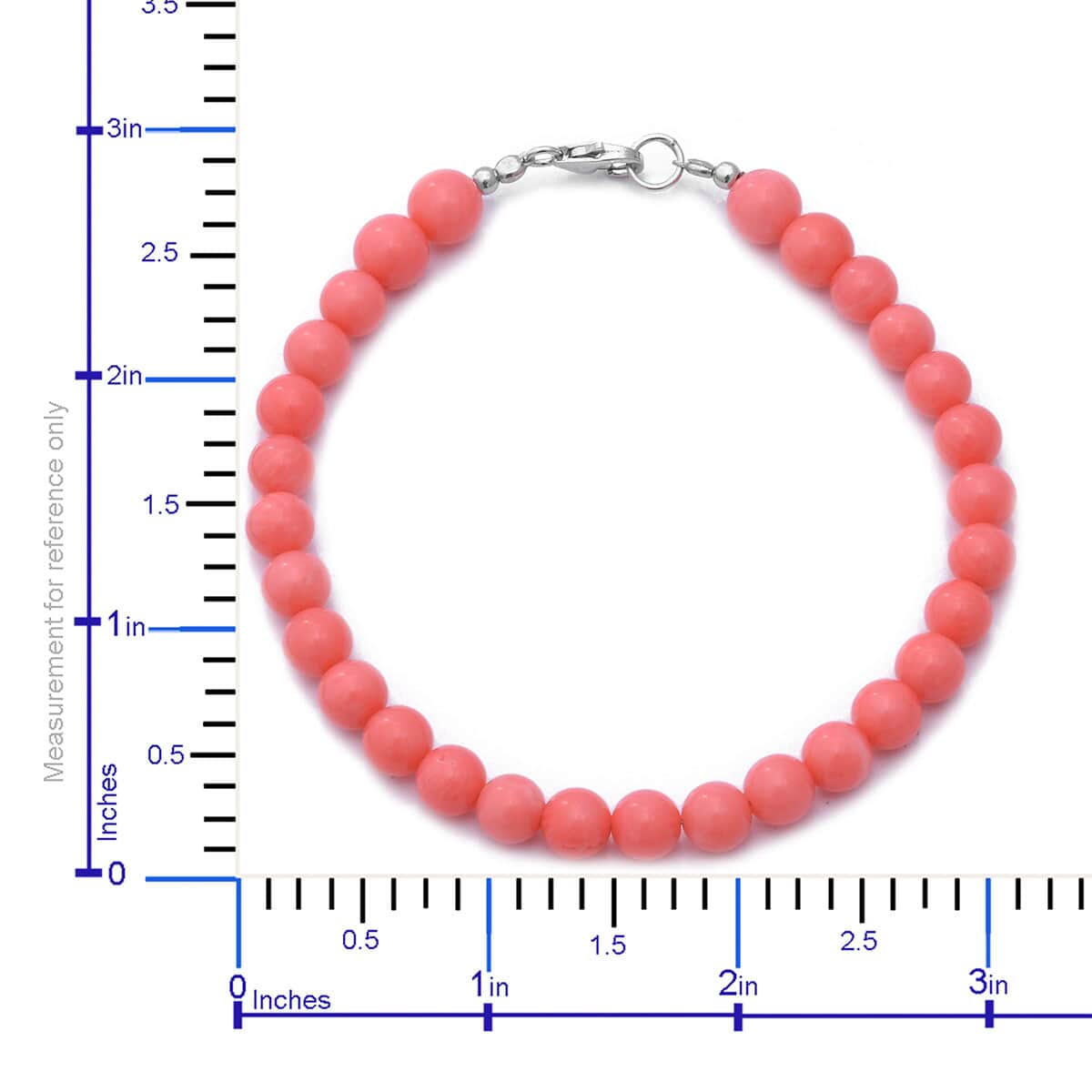 Enhanced Pink Coral Bead Bracelet in Sterling Silver (7.50 In) image number 2