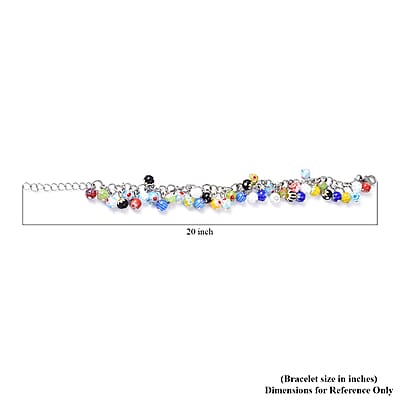 Multi Color Murano Style Bracelet (Adjustable) and Earrings in Stainless Steel