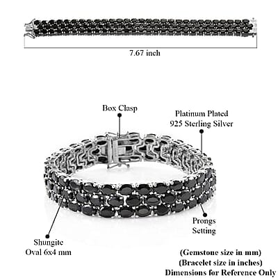 Shungite Cluster Bracelet in Platinum Over Sterling Silver (7.25 In) 24.75 ctw