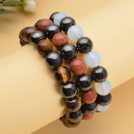 Magnetic by Design Set of 3 Multi Gemstone Beaded Stretch Bracelets 218.00 ctw image number 1