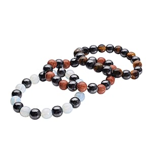Magnetic by Design Set of 3 Multi Gemstone Beaded Stretch Bracelets 218.00 ctw