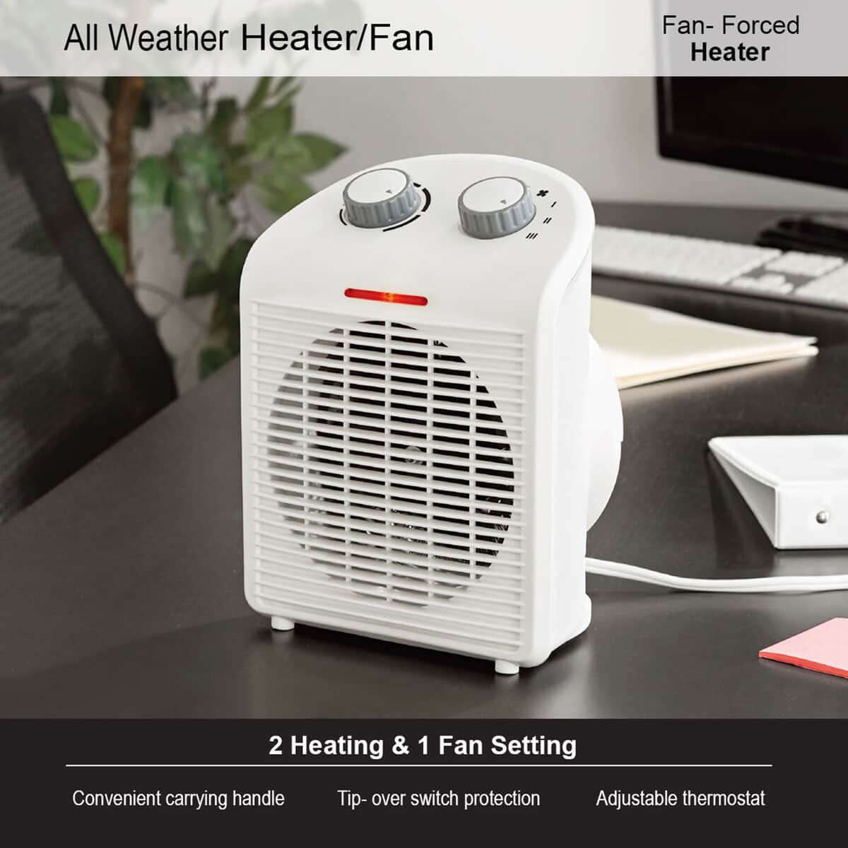 HOMESMART 2 in 1 All Weather Black Heater/Fan with 2 Speed Heat Setting image number 1