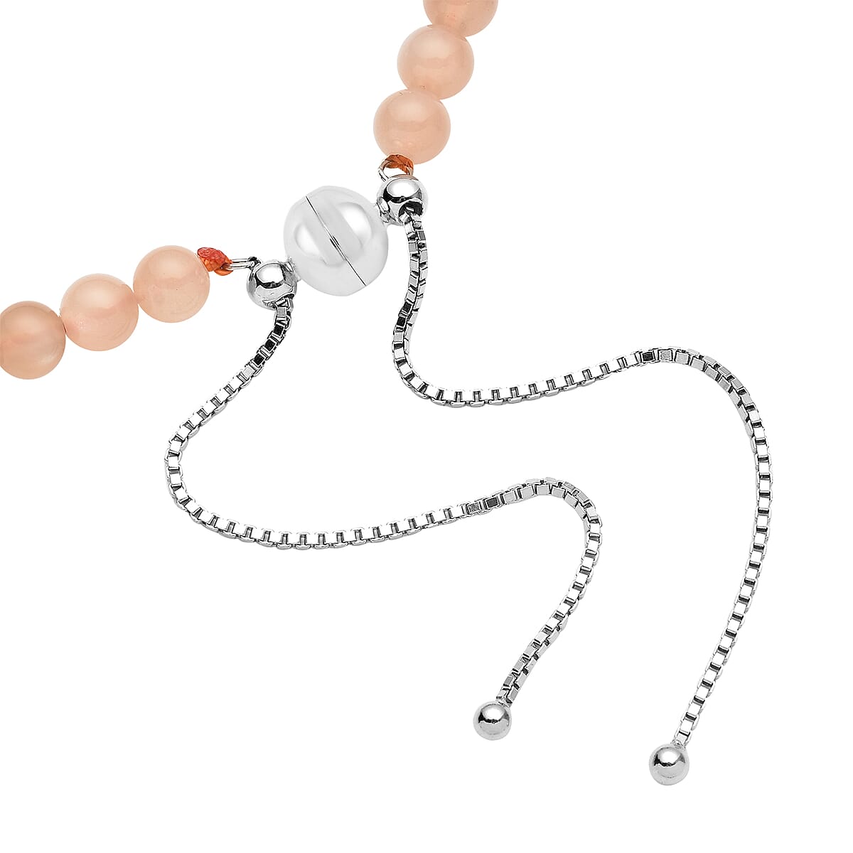 Sri Lankan Sunstone Beaded Bolo Necklace 18-24 Inches with Magnetic Lock in Sterling Silver 248.50 ctw image number 4