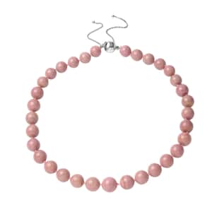 Zaire Rhodonite Beaded Necklace 18-22 Inches with Magnetic Clasp in Sterling Silver 409.50 ctw