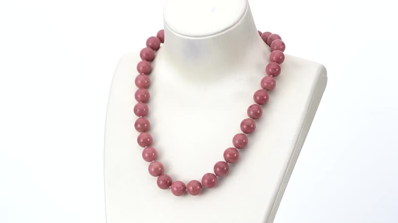 Zaire Rhodonite Beaded Necklace 18-22 Inches with Magnetic Clasp in Sterling Silver 409.50 ctw