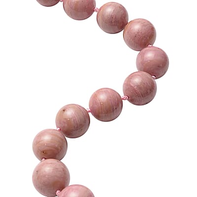 Zaire Rhodonite Beaded Necklace 18-22 Inches with Magnetic Clasp in Sterling Silver 409.50 ctw