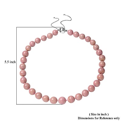 Zaire Rhodonite Beaded Necklace 18-22 Inches with Magnetic Clasp in Sterling Silver 409.50 ctw