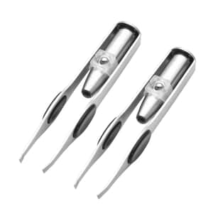 Set of 2pcs Stainless Steel Tweezers with Light (3xLR1 Included)