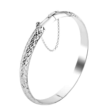Sterling Silver Diamond-cut Bangle Bracelet (7.25 in) 8.4 Grams image number 0