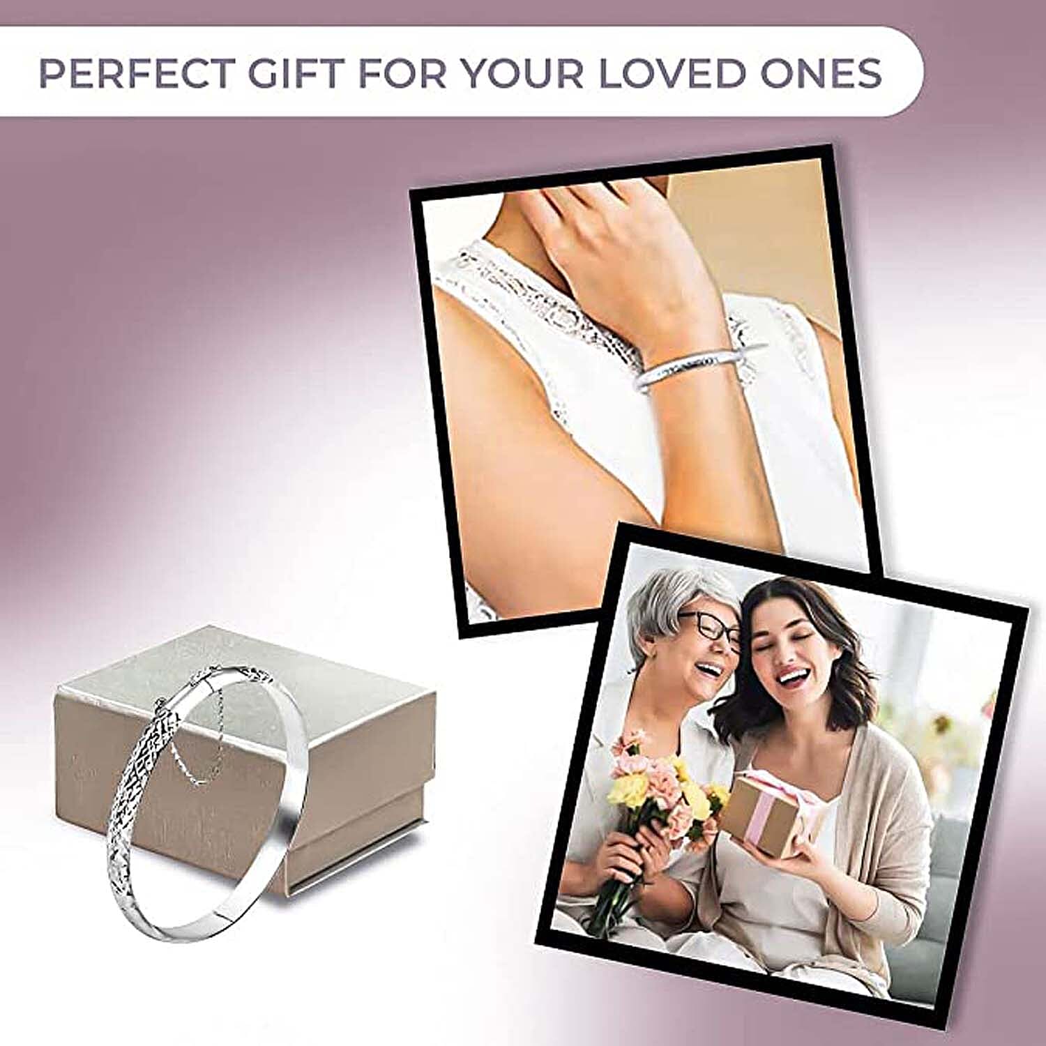 Sterling Silver Diamond-cut Bangle Bracelet (7.25 in) 8.4 Grams