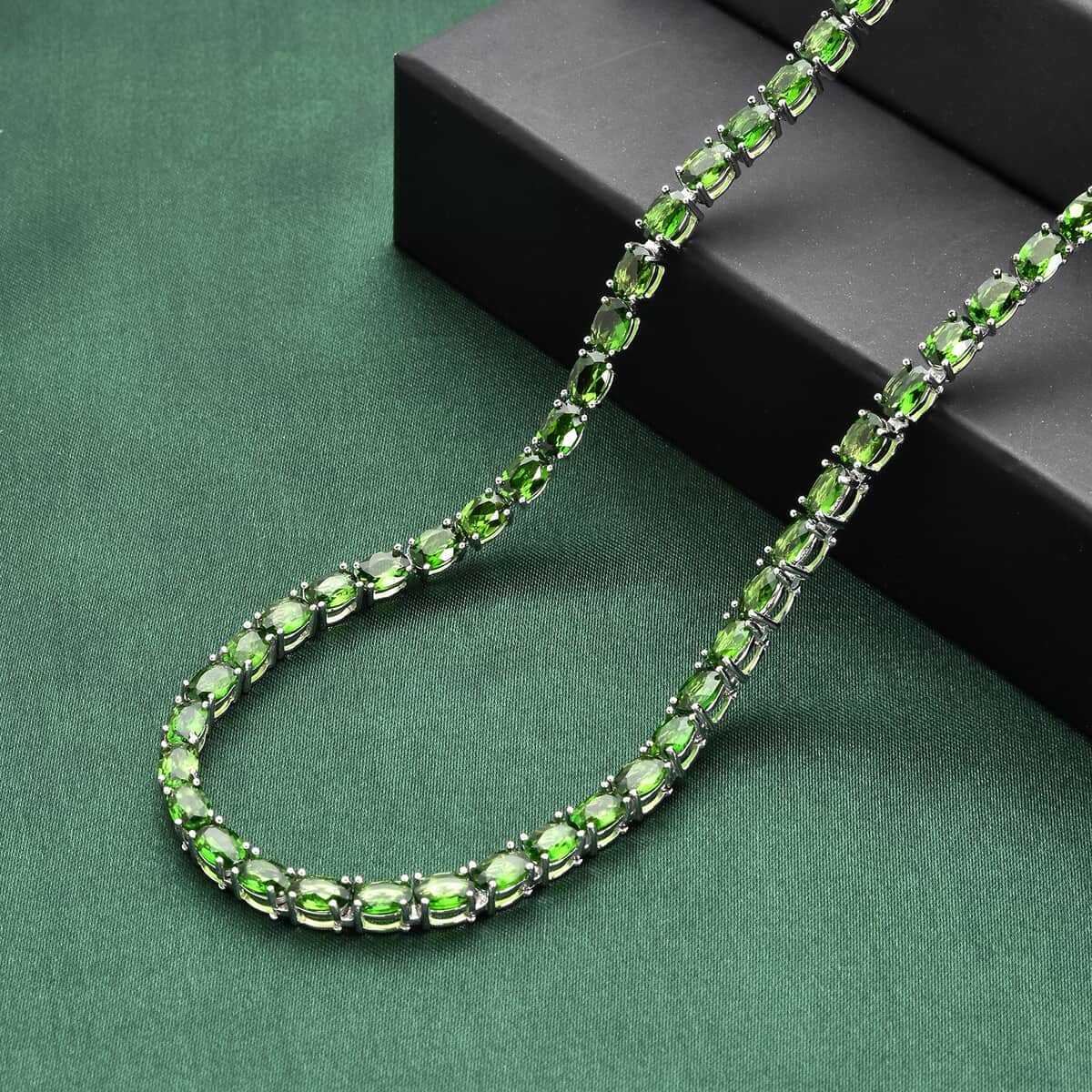 Natural Chrome Diopside Tennis Necklace 18 Inches in Rhodium Over Sterling Silver 36.75 ctw image number 1